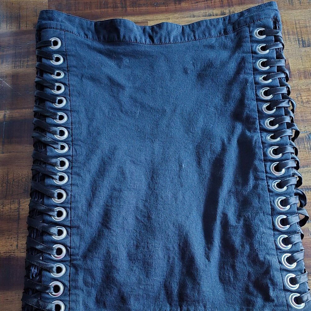 Vintage black Bebe pencil skirt with corset sides.